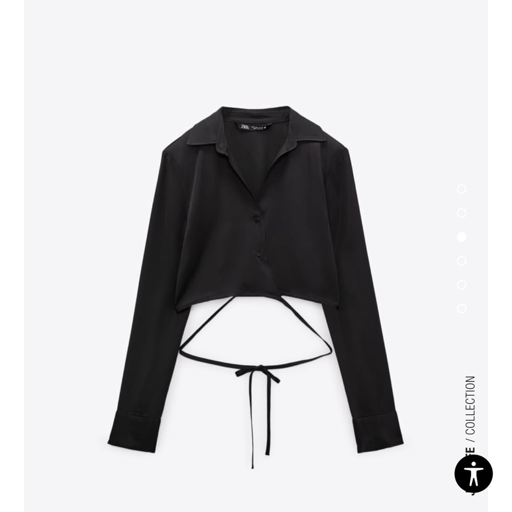Satin crop button up